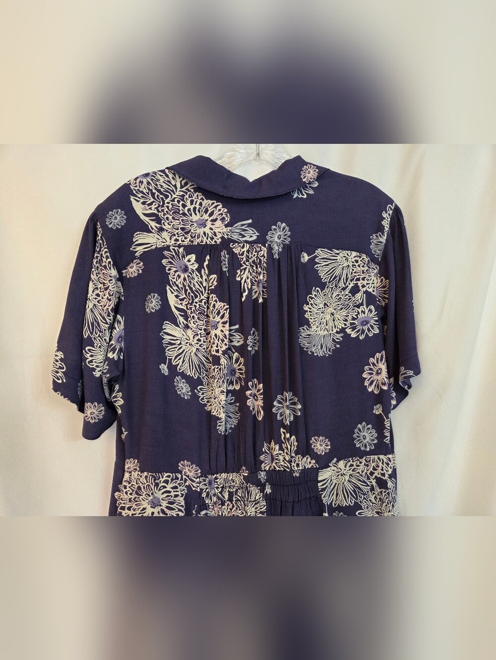 Free People Navy/White Floral Hawaii Washed Mini Dress Size M - Picture 4 of 9
